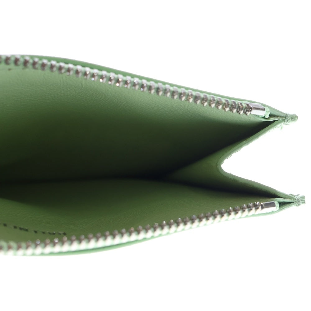 BALENCIAGA(バレンシアガ) フローラル フラワー コンパクトウォレット フラグメントケース カードケース ライトグリーン レザー 637130 シルバー金具