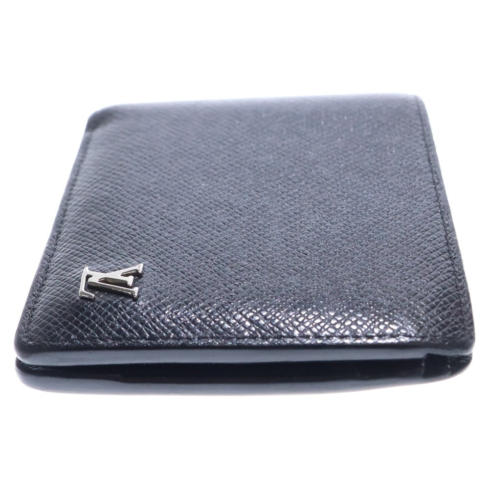 LOUIS VUITTON(ルイヴィトン) タイガ ポルトフォイユ ミュルティプル コンパクトウォレット 二つ折り財布 カードケース ブラック レザー M30295 シルバー金具