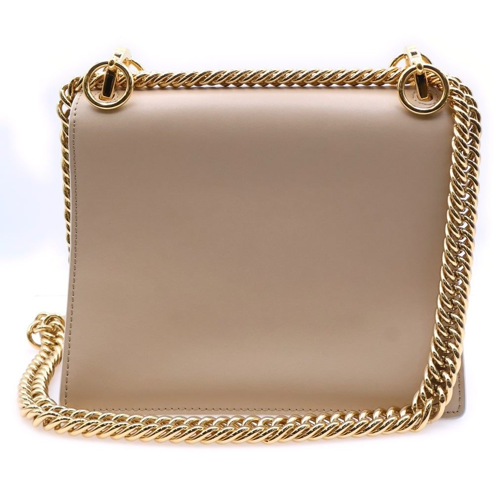 FENDI(フェンディ) キャナイ フラワー ミニ チェーンショルダーバッグ ショルダーポシェット ピンクベージュ レザー 8M0381 ゴールド金具