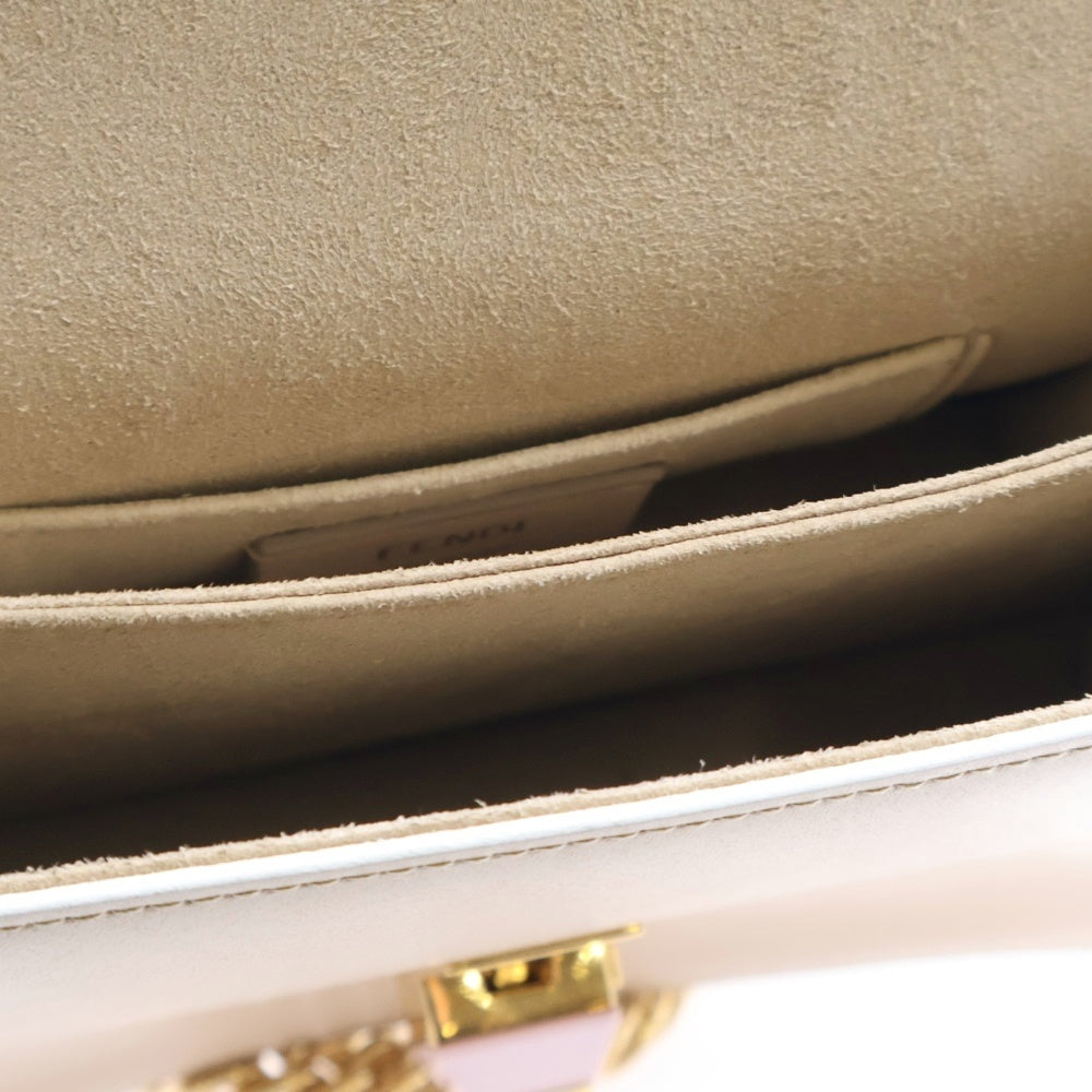 FENDI(フェンディ) キャナイ フラワー ミニ チェーンショルダーバッグ ショルダーポシェット ピンクベージュ レザー 8M0381 ゴールド金具