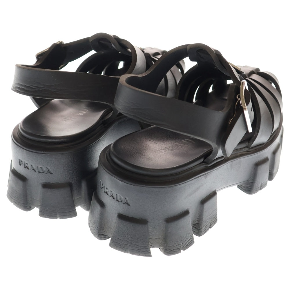 PRADA(プラダ) モノリス トライアングルロゴプレート ラバー ストラップ サンダル ブラック レディース 2X3083