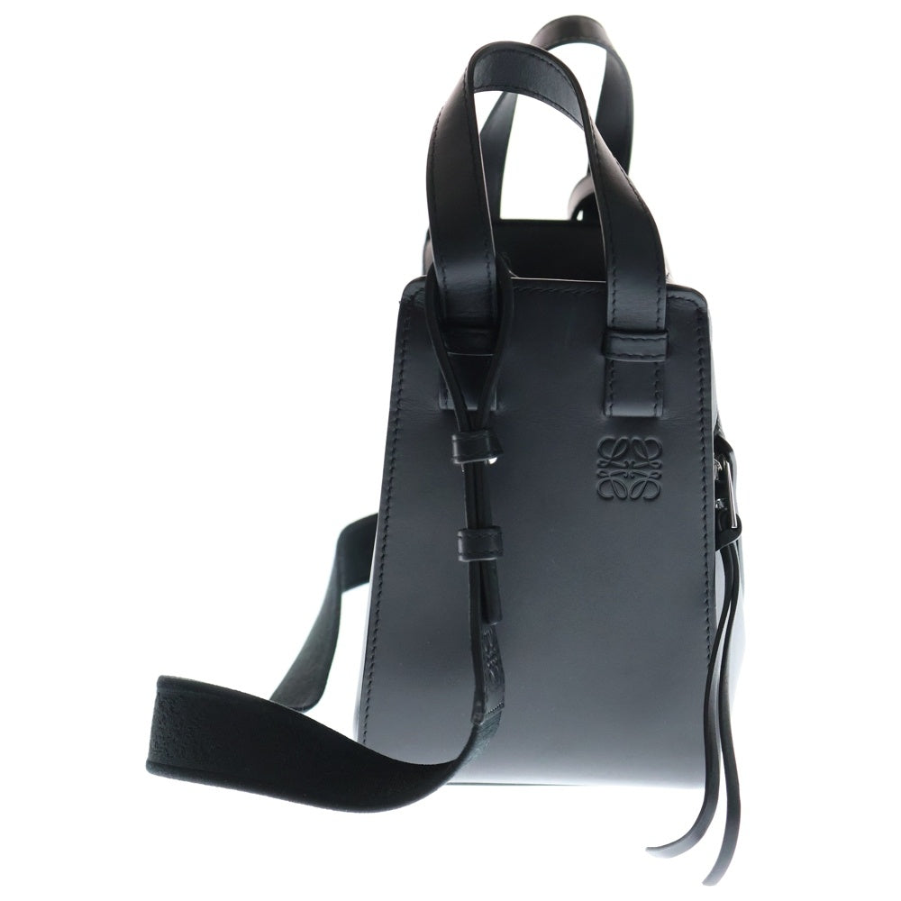 LOEWE(ロエベ) ハンモック コンパクト アナグラムロゴ レザー 2WAY ハンド ショルダーバッグ シルバー金具 ブラック