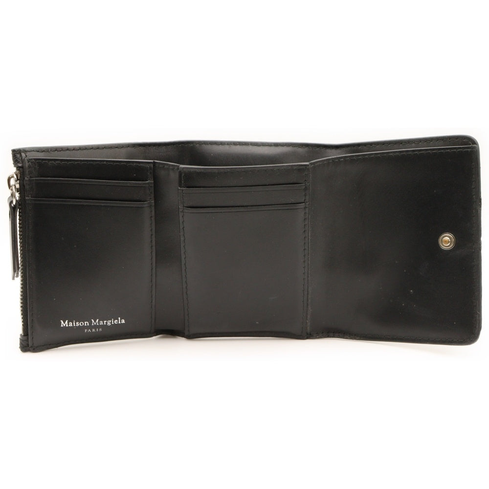 Maison Margiela(メゾンマルジェラ) 3つ折り財布 コンパクトウォレット コインケース ブラック レザー SA3UI0017 シルバー金具