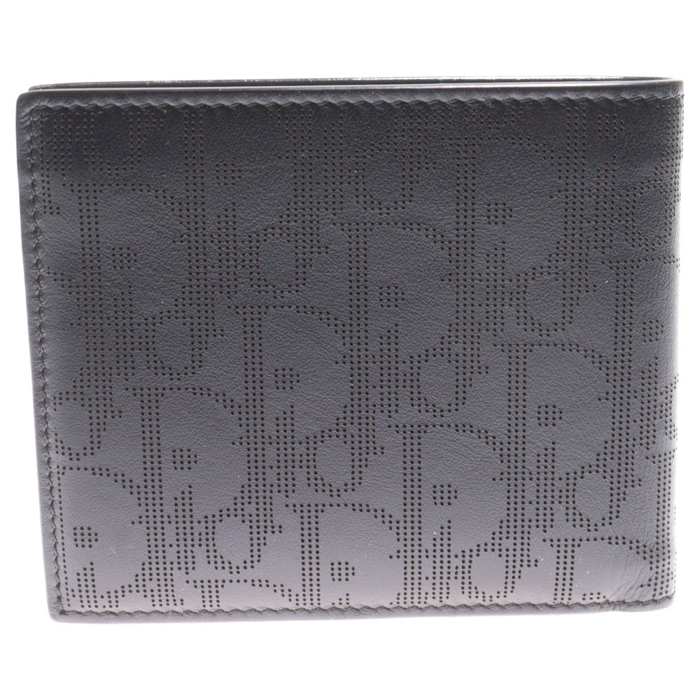 Christian Dior(クリスチャンディオール) オブリーク ギャラクシー 二つ折り財布 コンパクトウォレット カードケース ブラック レザー