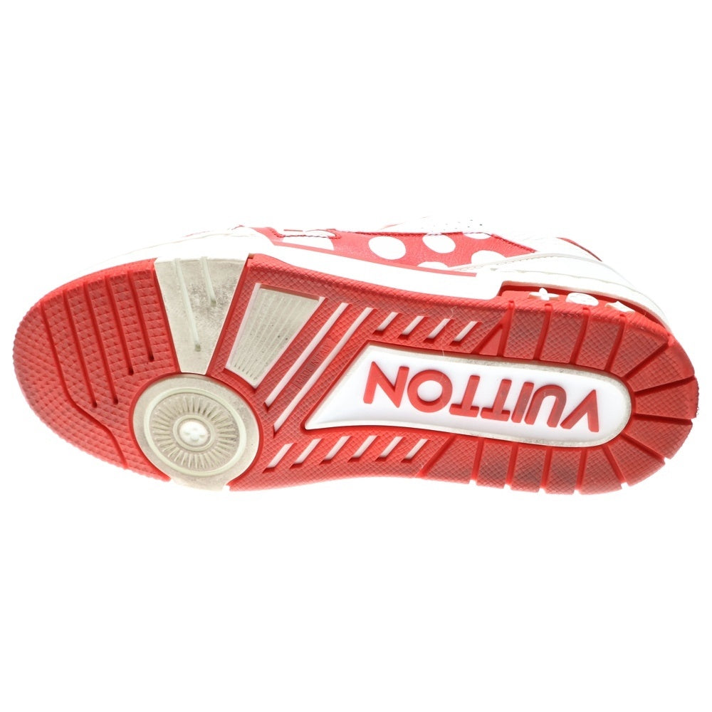 LOUIS VUITTON(ルイヴィトン) ×草間彌生 YK LVトレイナー ライン インフィニティドット レザー レースアップ ローカットシューズ スニーカー レッド/ホワイト レディース