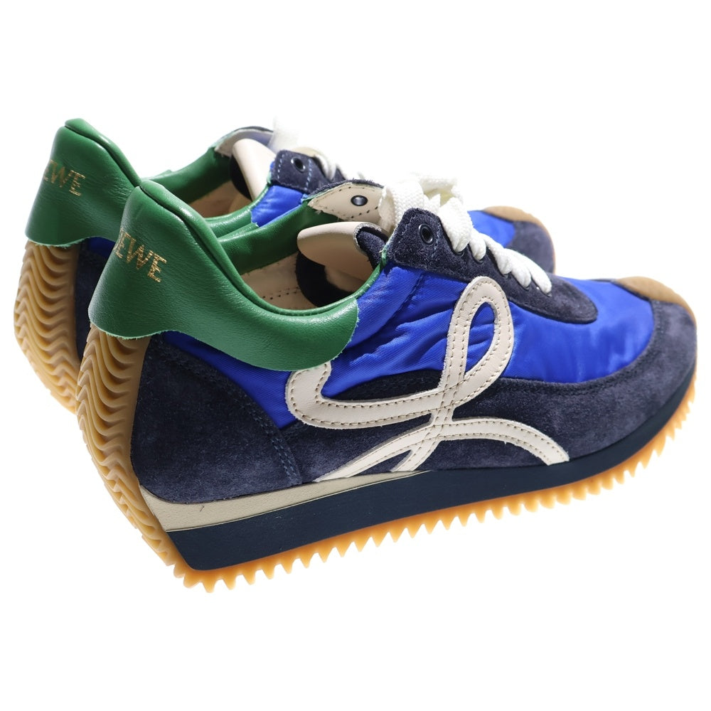 LOEWE(ロエベ) フローランナー アナグラムロゴ スエード コンビレザー レースアップ ローカットシューズ スニーカー ブルー/グリーン レディース 590321