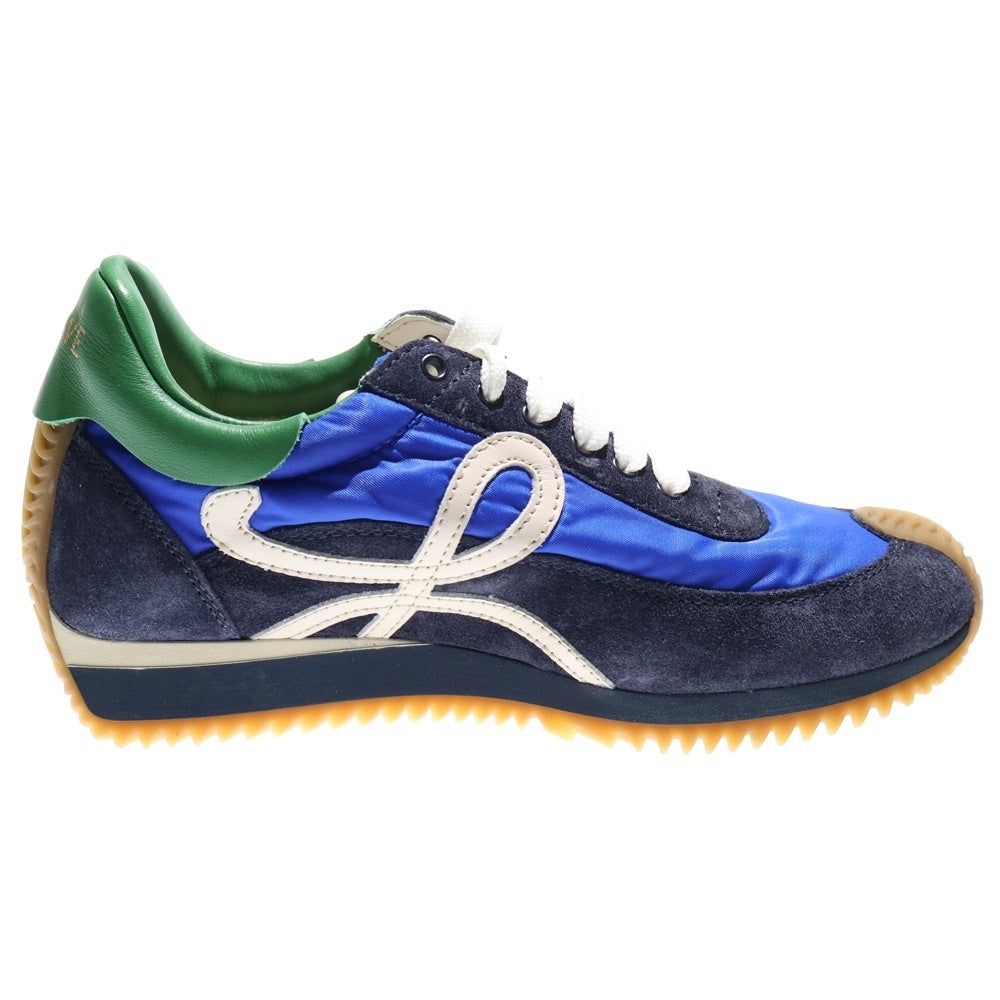 LOEWE(ロエベ) フローランナー アナグラムロゴ スエード コンビレザー レースアップ ローカットシューズ スニーカー ブルー/グリーン レディース 590321