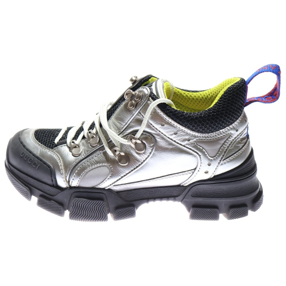 GUCCI(グッチ) フラッシュトレック ビジュー ラバーロゴ ローカットシューズ スニーカー シルバー/ブラック レディース