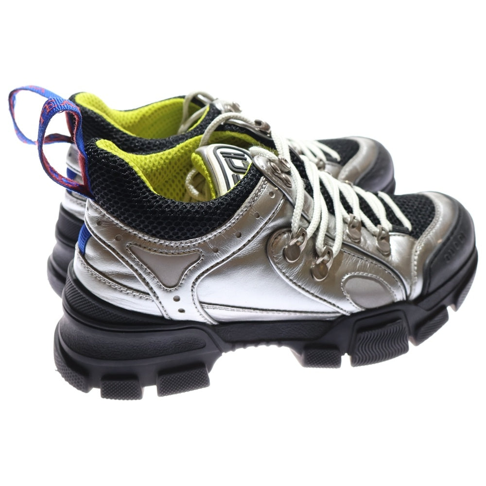 GUCCI(グッチ) フラッシュトレック ビジュー ラバーロゴ ローカットシューズ スニーカー シルバー/ブラック レディース