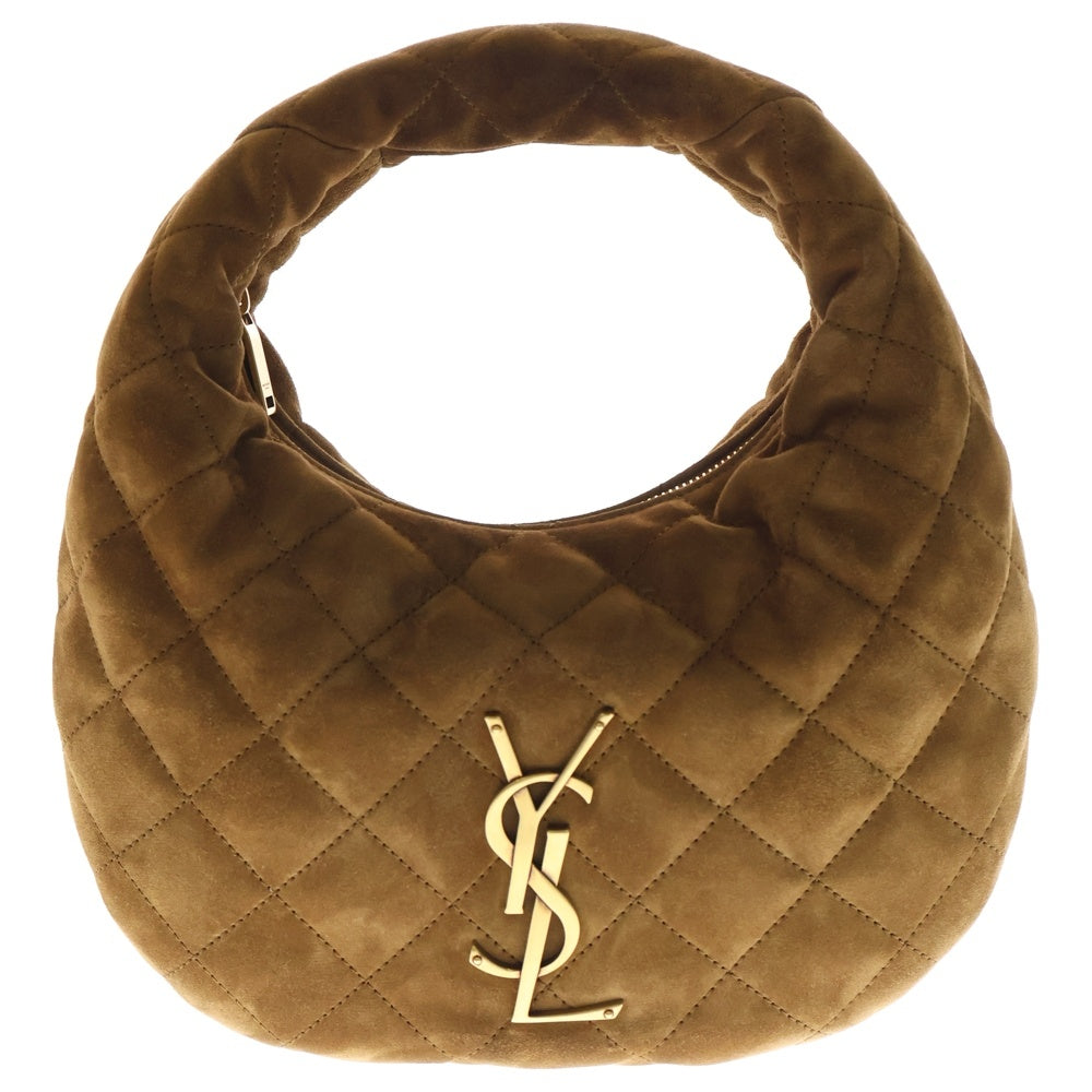 SAINT LAURENT PARIS(サンローランパリ) イカリーノ YSLモノグラム キルティングスエード ハンドバッグ ブラウン スウェード
