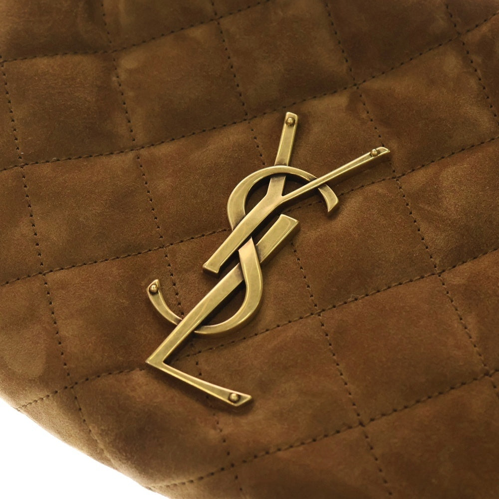 SAINT LAURENT PARIS(サンローランパリ) イカリーノ YSLモノグラム キルティングスエード ハンドバッグ ブラウン スウェード