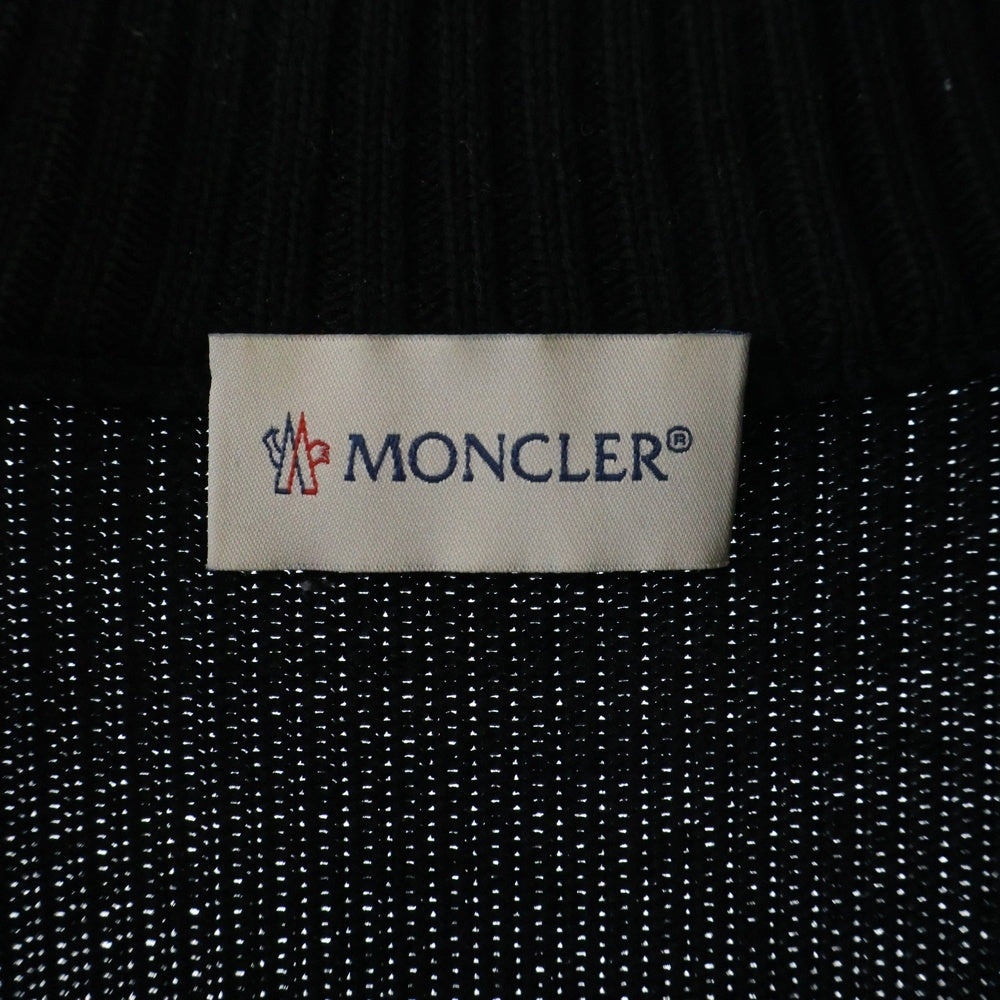MONCLER(モンクレール) 22SS ワッペンロゴ コットンニット切り替え ハイネック ジップアップ ダウンジャケット ブラック/グレー H10919B00003 M1367