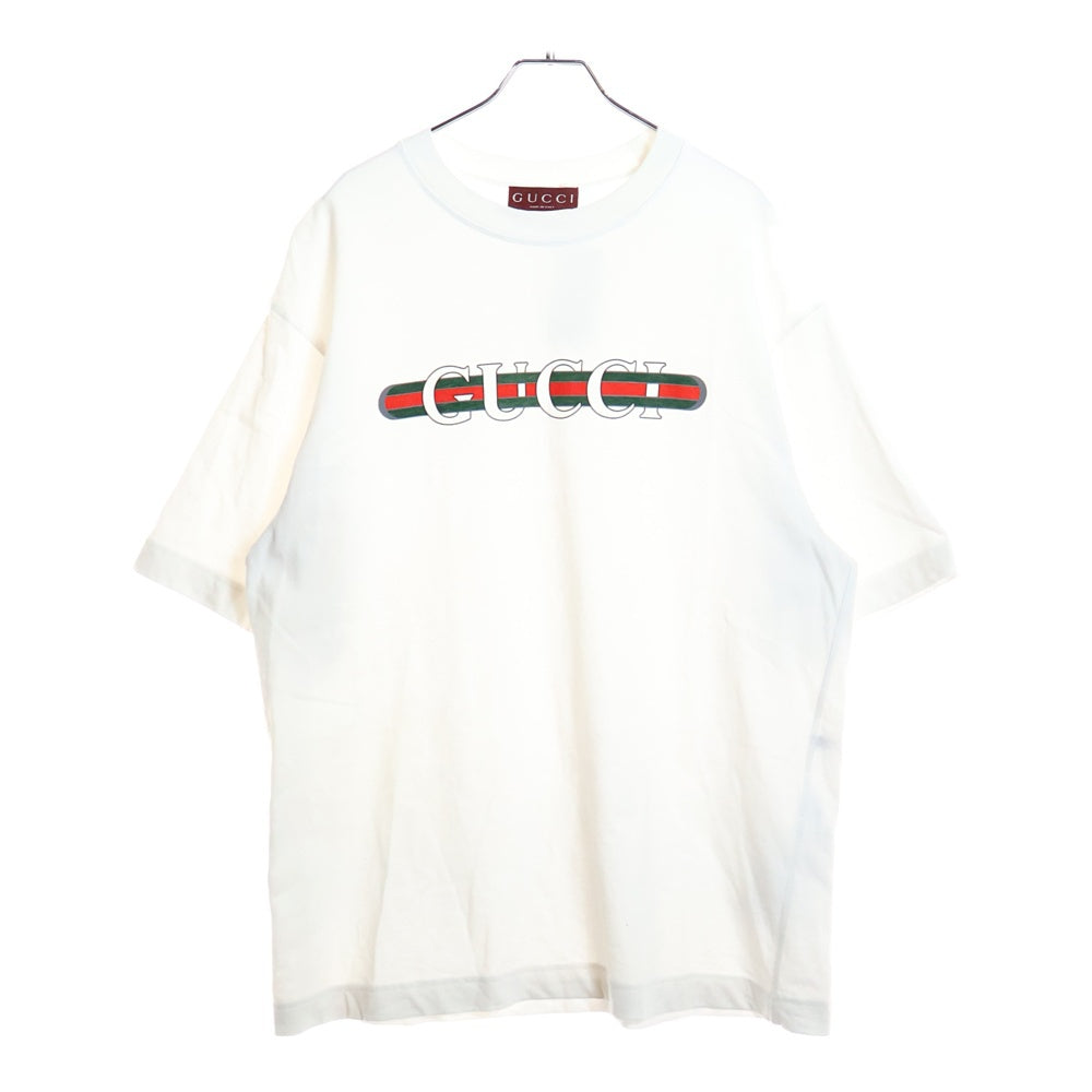GUCCI(グッチ) 25SS ウェブストライプ ロゴプリントクルーネック半袖T 