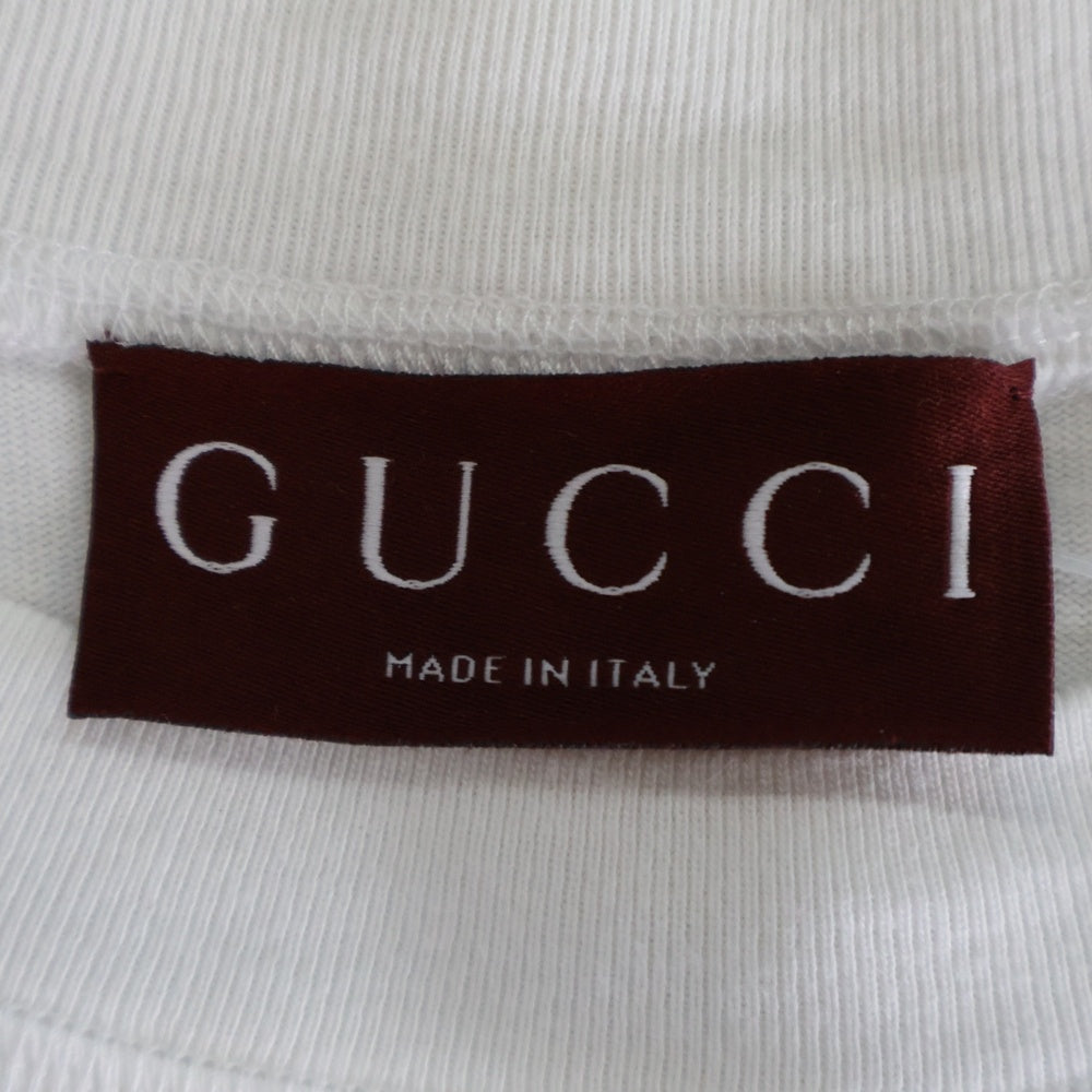 GUCCI(グッチ) 25SS ウェブストライプ ロゴプリントクルーネック半袖Tシャツカットソー ホワイト 784361 XJGKB レディース
