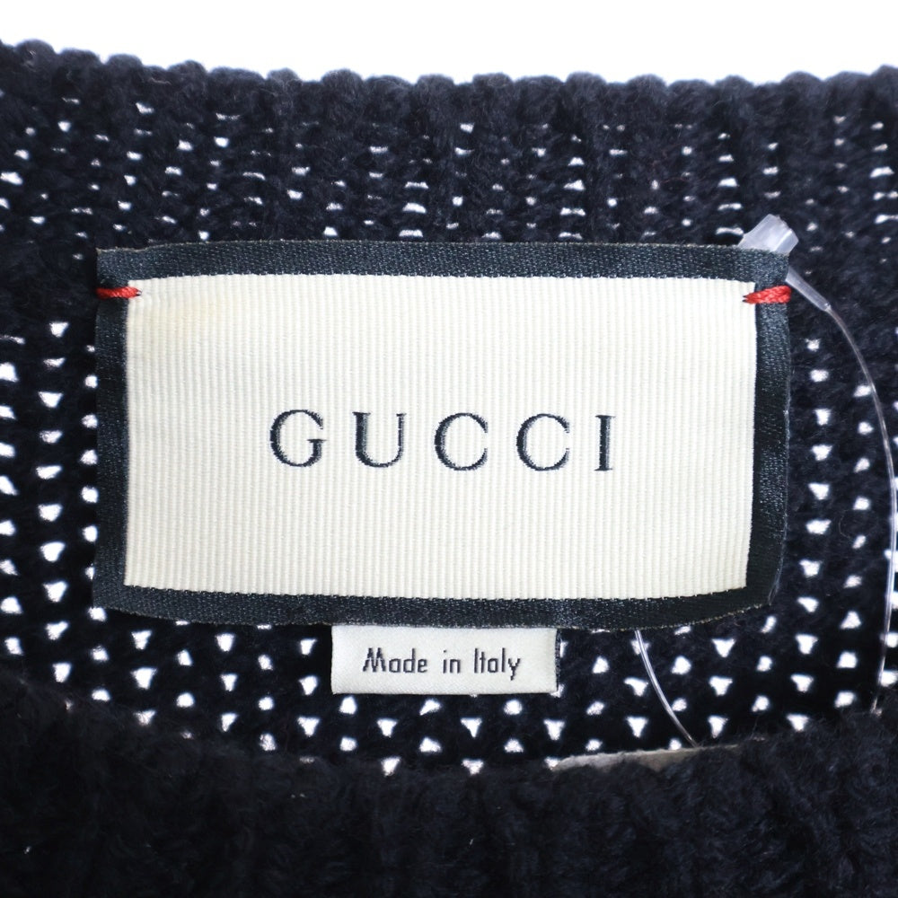 GUCCI(グッチ) 19AW シェリーライン ケーブルウールニットセーター ブラック/グリーン/レッド 548115-X1561