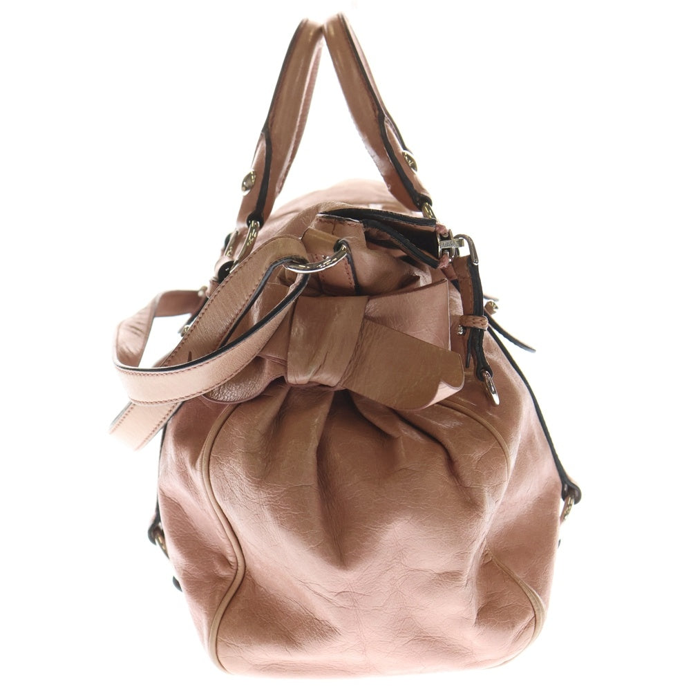 miumiu(ミュウミュウ) ヴィッテロ リボン 2WAYハンドバッグ ショルダーバッグ ピンク レザー シルバー金具