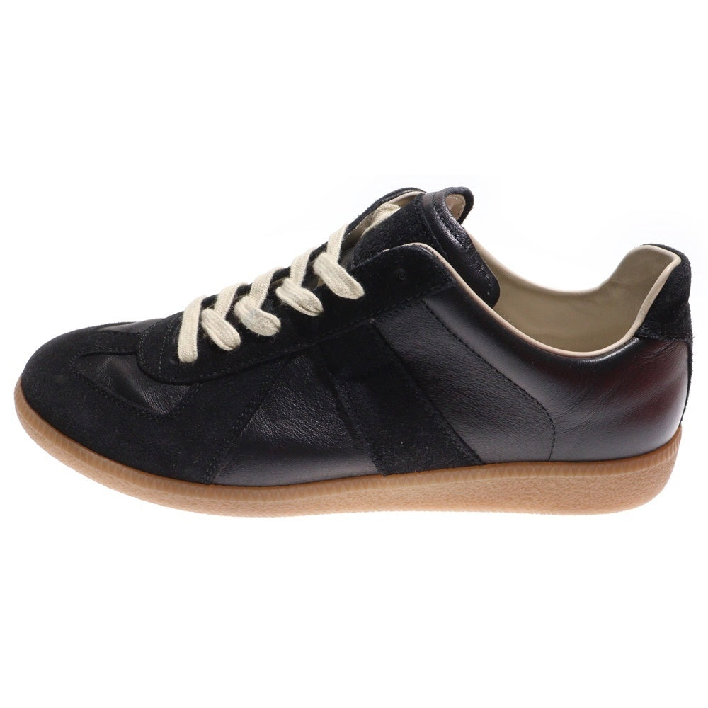 Maison Margiela 22(メゾンマルジェラ) REPLICA ジャーマントレーナー スエード切替レースアップローカットシューズ レザースニーカー ブラック