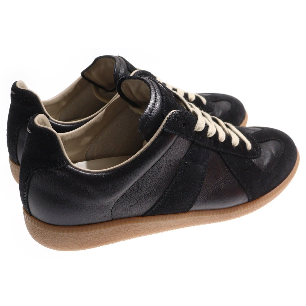 Maison Margiela 22(メゾンマルジェラ) REPLICA ジャーマントレーナー スエード切替レースアップローカットシューズ レザースニーカー ブラック