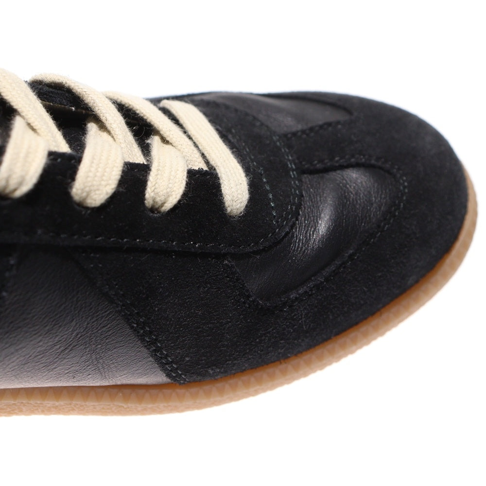 Maison Margiela 22(メゾンマルジェラ) REPLICA ジャーマントレーナー スエード切替レースアップローカットシューズ レザースニーカー ブラック