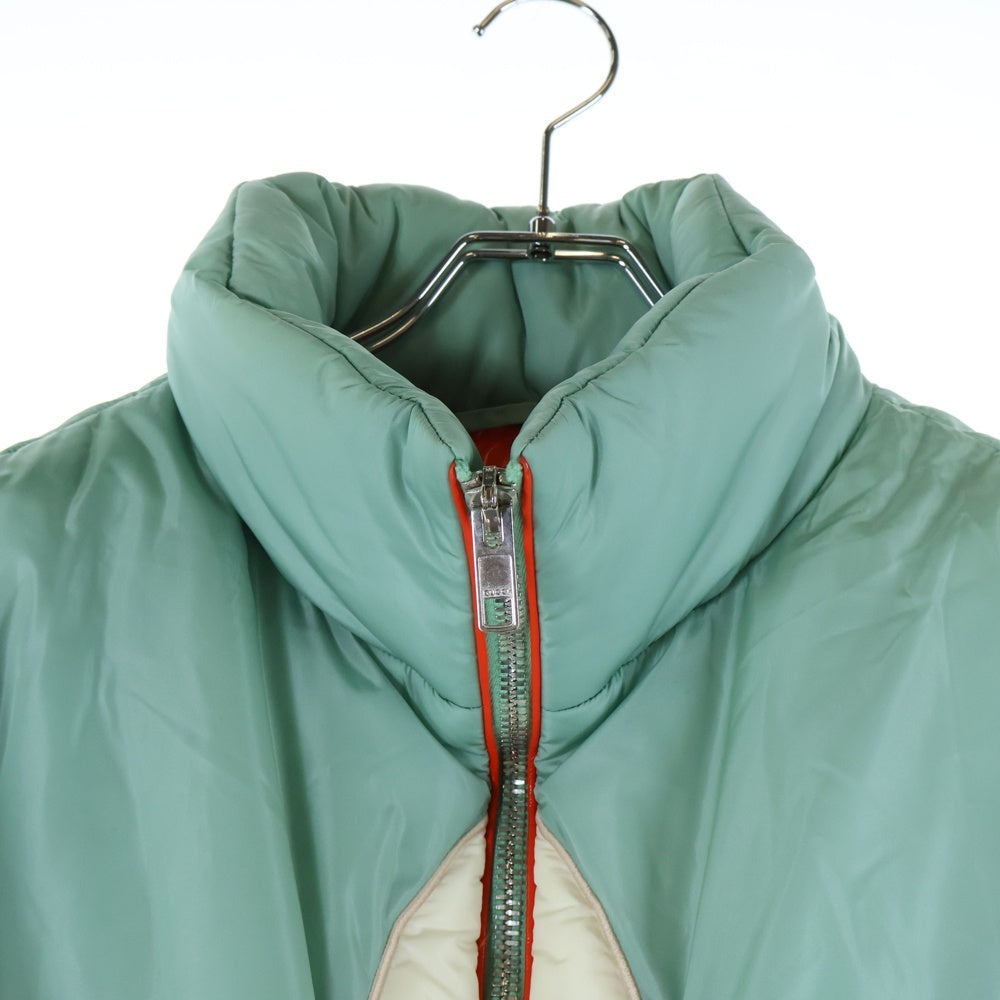 GUCCI(グッチ) ×adidas アディダス トレフォイル ロゴ刺繍 スタンドカラー ジップアップ ダウンジャケット グリーン レディース 714749