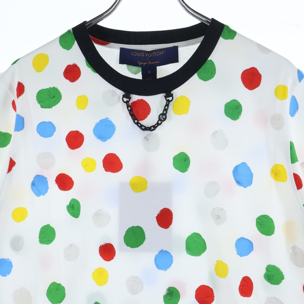 LOUIS VUITTON(ルイヴィトン) 23SS ×YK 草間彌生コラボ 水玉ドット柄クルーネック半袖カットソーTシャツ ホワイト/マルチカラー レディース RW231J XK1 FOTS42