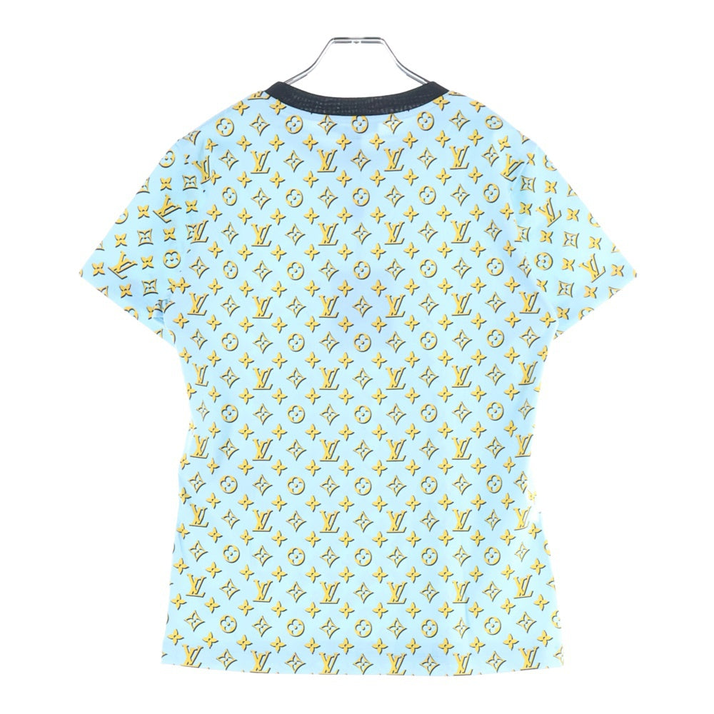 LOUIS VUITTON(ルイヴィトン) 24AW 3Dモノグラム 総柄プリント チェーン装飾 クルーネック 半袖Tシャツ カットソー ライトブルー/イエロー RW242WW AKA FRTS51