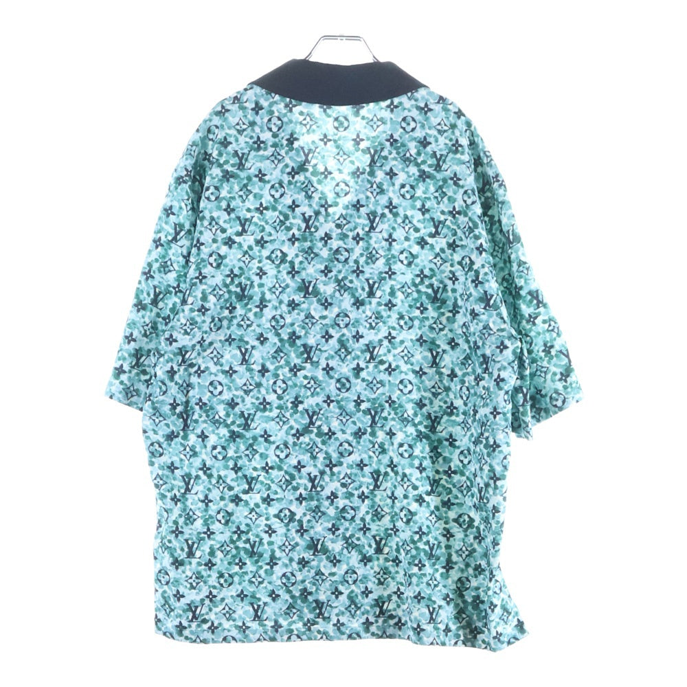 LOUIS VUITTON(ルイヴィトン) 23AW モノグラム クレープ 総柄プリント オープンカラー レーヨン 半袖シャツ グリーン RM232M ZR1 HPS25W