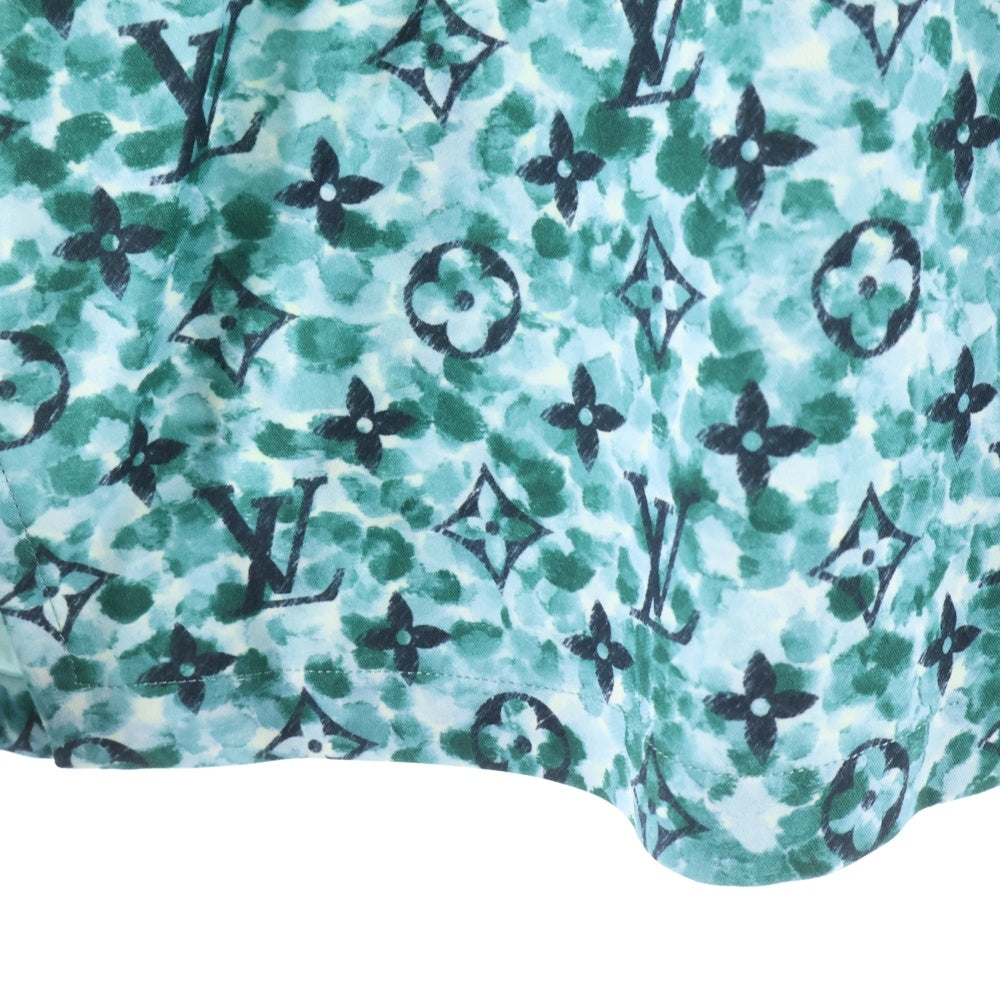 LOUIS VUITTON(ルイヴィトン) 23AW モノグラム クレープ 総柄プリント オープンカラー レーヨン 半袖シャツ グリーン RM232M ZR1 HPS25W