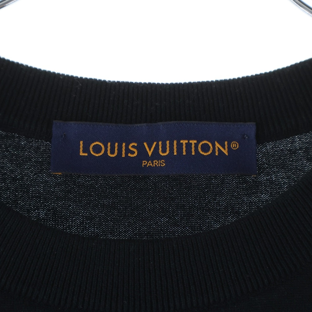 LOUIS VUITTON(ルイヴィトン) 24SS シグネチャー ロゴ ジャガード コットン クルーネック 半袖Tシャツ カットソー ブラック RM241Q Z34 HRN47W