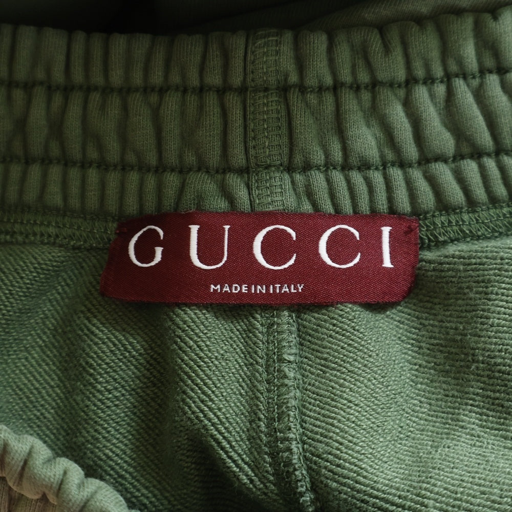 GUCCI(グッチ) 25AW GGマーモント ロゴ刺繍 グラデーション ユーズド加工 コットンジャージー スウェット トラック ジョガーパンツ グリーン 828348