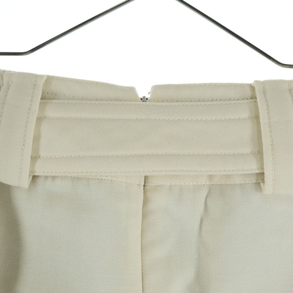 DOLCE & GABBANA(ドルチェアンドガッバーナ) 裏地レオパード総柄 スクエアバックル ベルト付き タイト ミニスカート アイボリー レディース