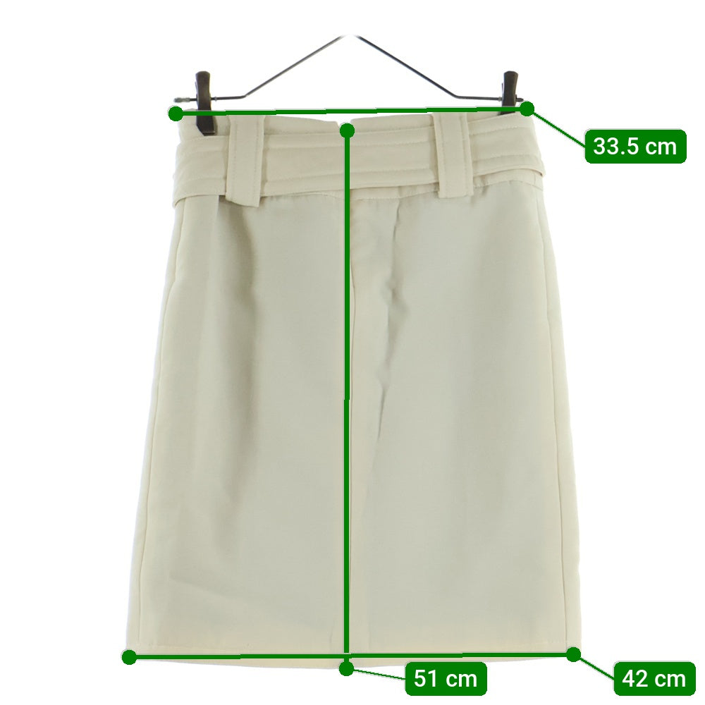 DOLCE & GABBANA(ドルチェアンドガッバーナ) 裏地レオパード総柄 スクエアバックル ベルト付き タイト ミニスカート アイボリー レディース