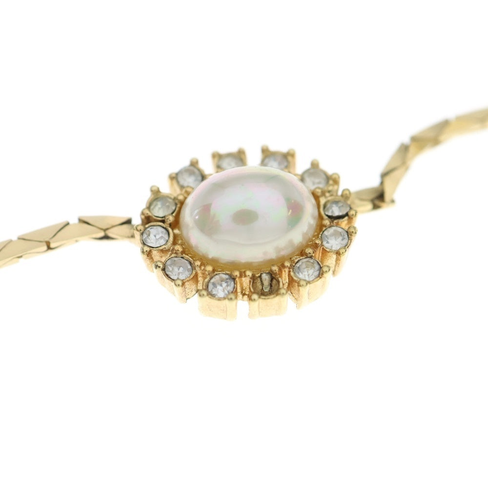 Christian Dior(クリスチャンディオール) パール ラインストーン チェーンネックレス ゴールド レディース