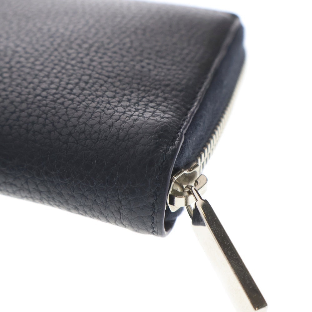 GUCCI(グッチ) ロゴ ジップアラウンドウォレット 長財布 カードケース ネイビー レザー 771154 シルバー金具