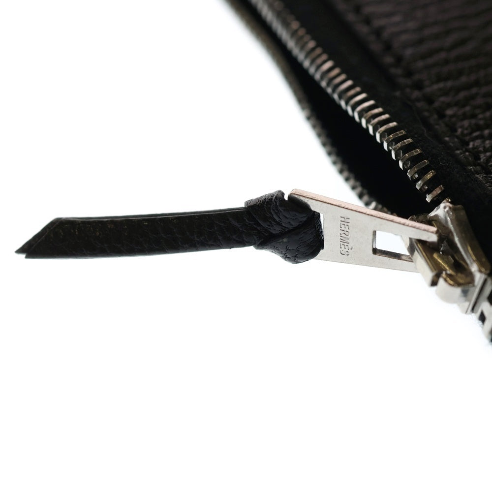HERMES(エルメス) クラリスGM シェーブル ポーチ ケース 小物入れ ブラック レザー □H シルバー金具 レディース