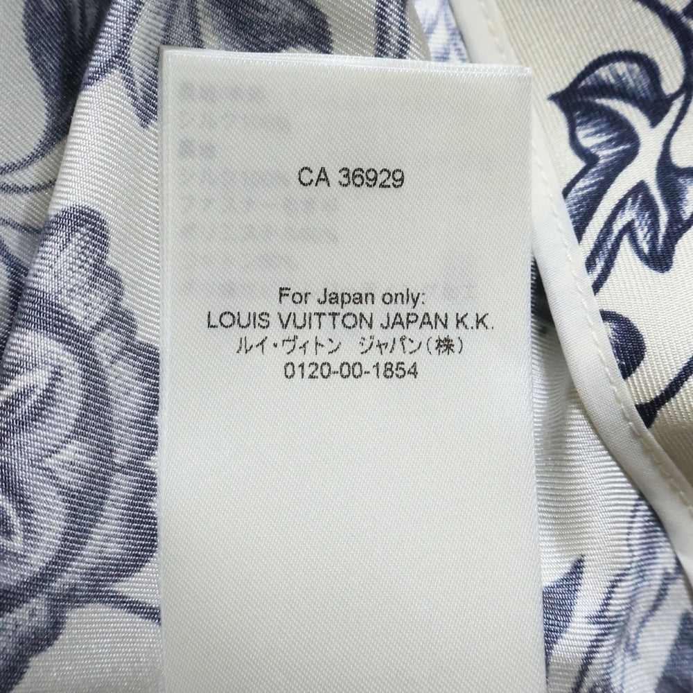 LOUIS VUITTON(ルイヴィトン) 25SS フラワーモチーフ シルクフレアマキシロングスカート ベージュ/ネイビー RW251WW SKJ FSSJ01 レディース