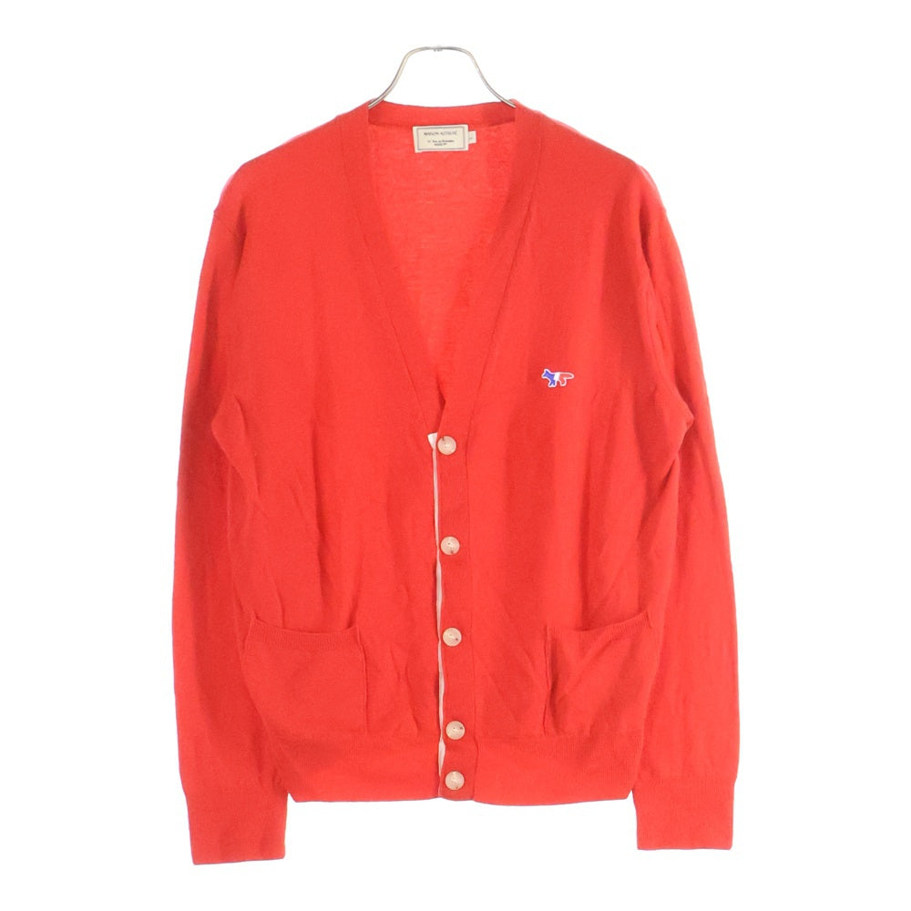 MAISON KITSUNE(メゾンキツネ) トリコワッペン ウール カーディガン レッド KMK-28520-B