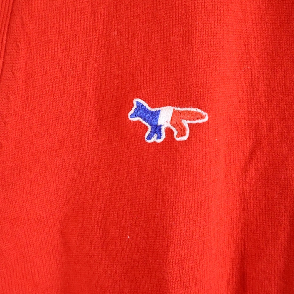 MAISON KITSUNE(メゾンキツネ) トリコワッペン ウール カーディガン レッド KMK-28520-B