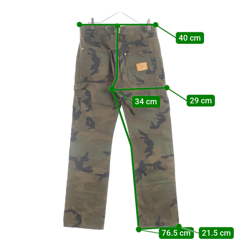 LOUIS VUITTON(ルイヴィトン) 17AW ×SUPREME シュプリーム LVジャガードデニム カモフラ 迷彩総柄 カーペンター ペインター パンツ カーキ RM172 DSQ HDD97W