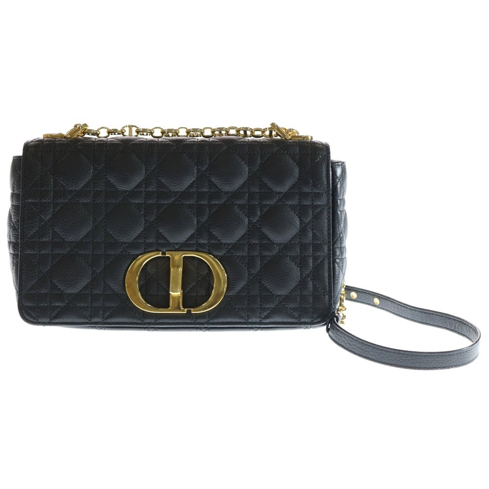 Christian Dior(クリスチャンディオール) カロ カナージュ ミディアム ショルダーバッグ ブラック レザー レディース