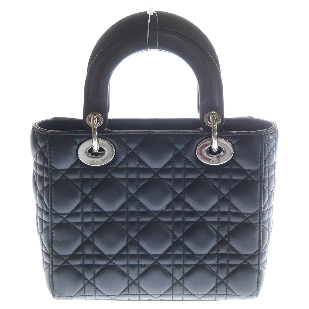Christian Dior(クリスチャンディオール) レディディオール カナージュ スモール ブラック シルバー金具 ラムスキン レディース