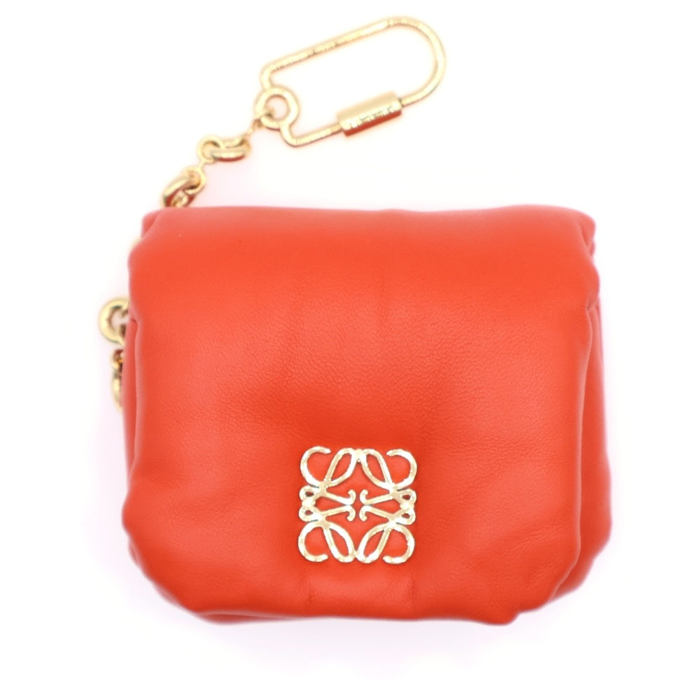 LOEWE(ロエベ) パファー ゴヤチャーム ゴヤケース バッグチャーム キーホルダー オレンジ レザー ゴールド金具 レディース