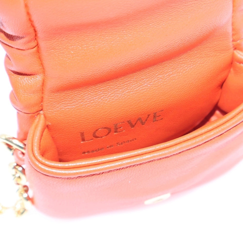 LOEWE(ロエベ) パファー ゴヤチャーム ゴヤケース バッグチャーム キーホルダー オレンジ レザー ゴールド金具 レディース