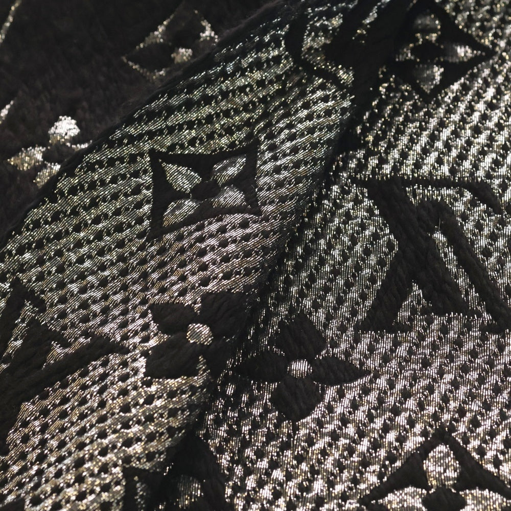 LOUIS VUITTON(ルイヴィトン) モノグラム エシャルプ・ロゴマニア シャイン フリンジマフラー ストール ブラック M75833