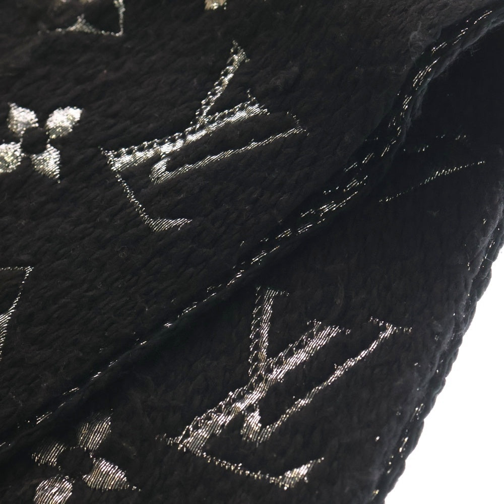 LOUIS VUITTON(ルイヴィトン) モノグラム エシャルプ・ロゴマニア シャイン フリンジマフラー ストール ブラック M75833