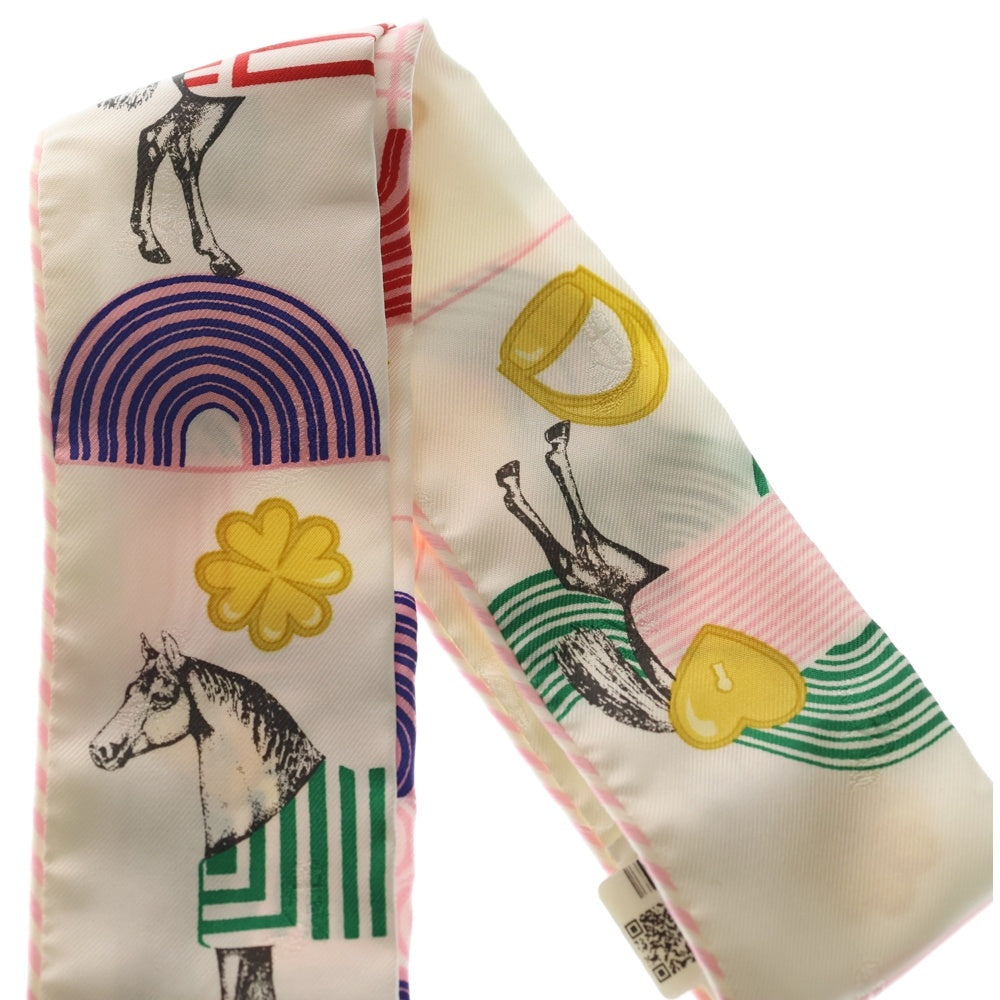 HERMES(エルメス) ツイリー GARDE-ROBE POP CHARMS スカーフ ホワイト×ピンク レディース