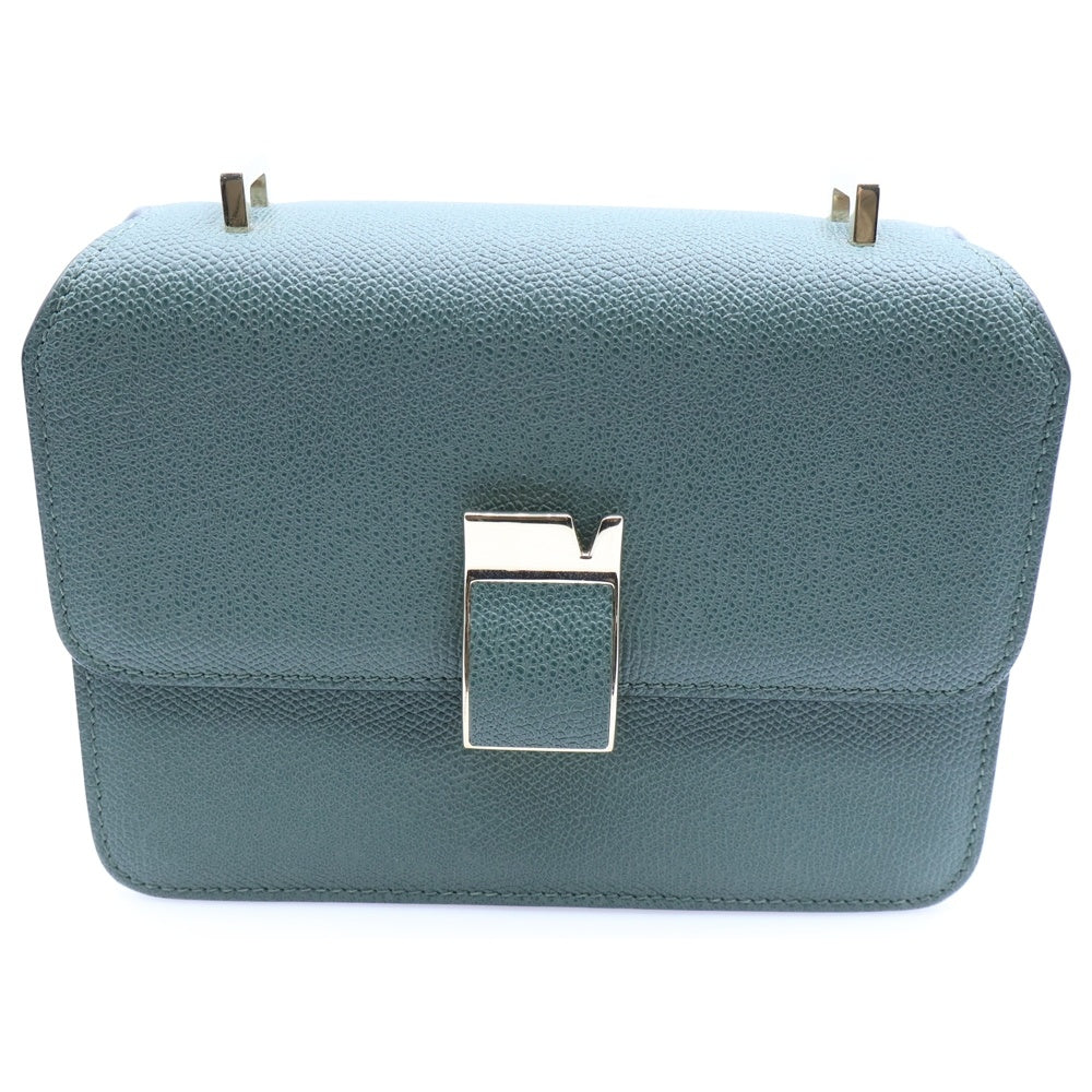 Valextra(ヴァレクストラ) ノーロ スモール レザー ショルダーバッグ ゴールド金具 グリーン レディース