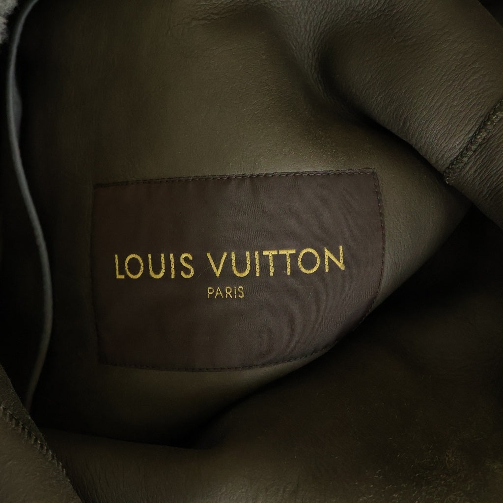 LOUIS VUITTON(ルイヴィトン) 13AW トグルボタン ムートンレザー ボア ファーフーデッド ジップアップ コート グレー RM132 H4LC55KLN