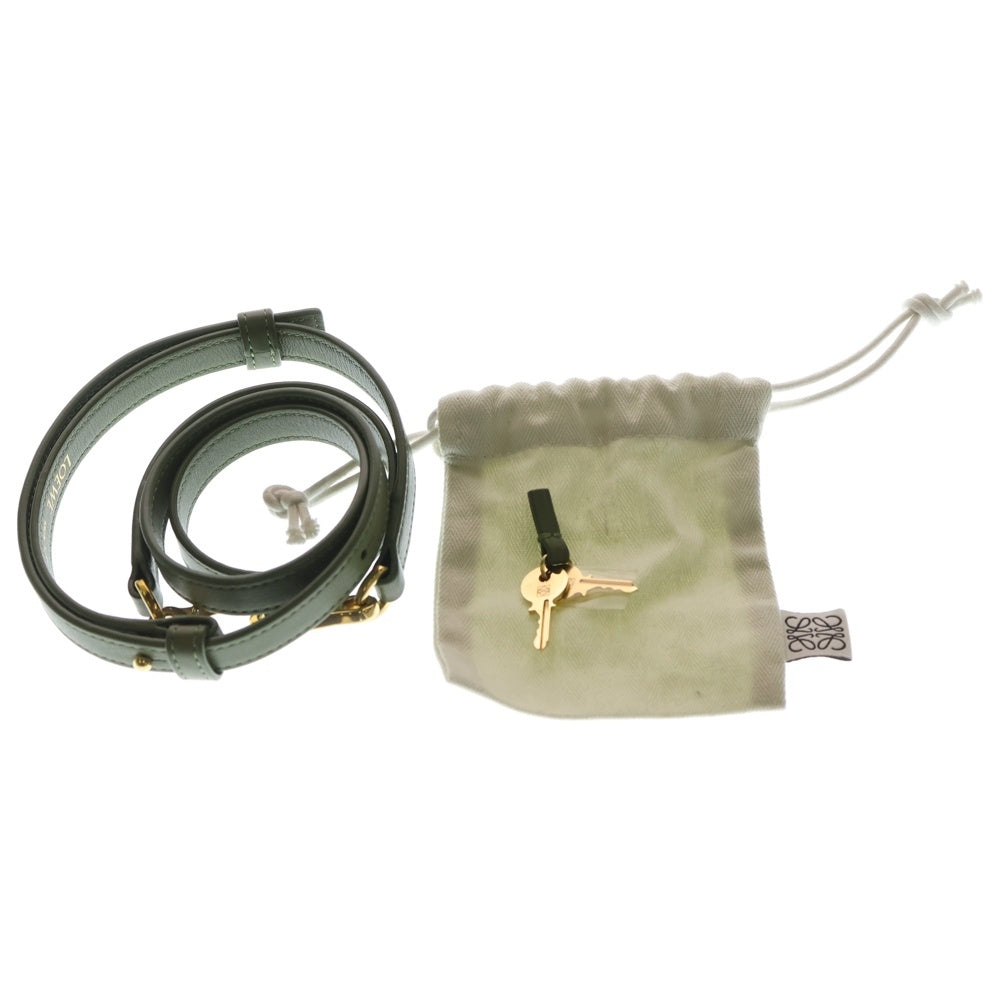 LOEWE(ロエベ) アマソナ19 ジャガード 2WAYバッグ ハンドバッグ ショルダーバッグ グリーン×ベージュ レザー×キャンバス ゴールド金具 レディース