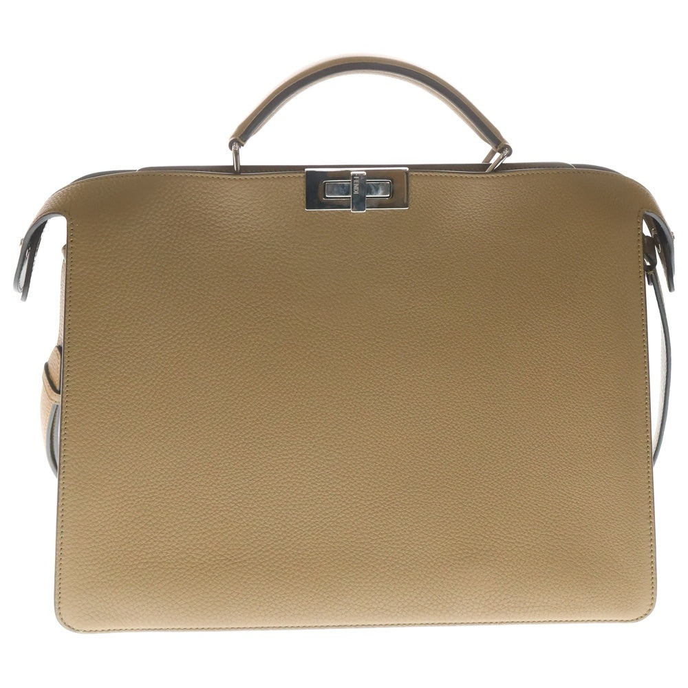 FENDI(フェンディ) ピーカブー アイシーユー ミディアム ビジネスバッグ ハンドバッグ ショルダーバッグ ブラウン レザー 7VA529 シルバー金具 レディース